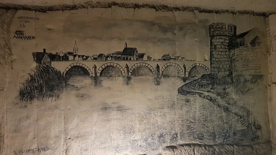Wandzeichnung in den Mergelgängen des Sint-Pietersbergs bei Maastricht